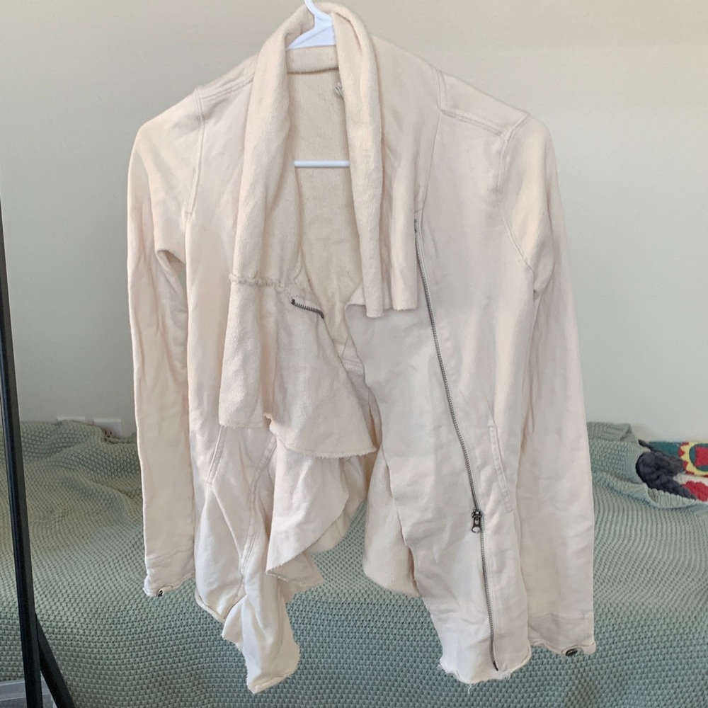 We The Free Cream Leather Jacket